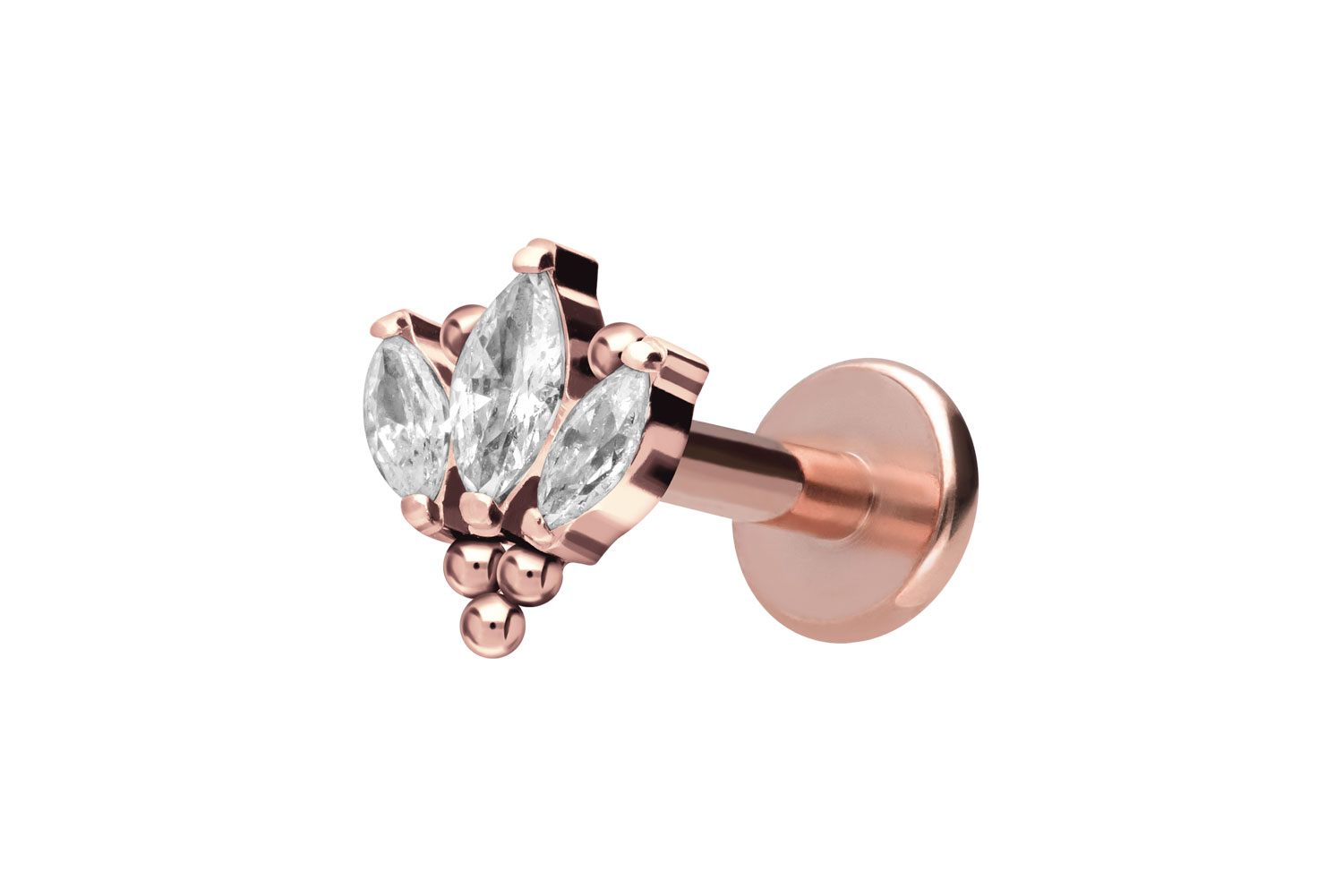 Titan Labret Piercing mit Innengewinde LOTUSBLÜTE + KUGELN